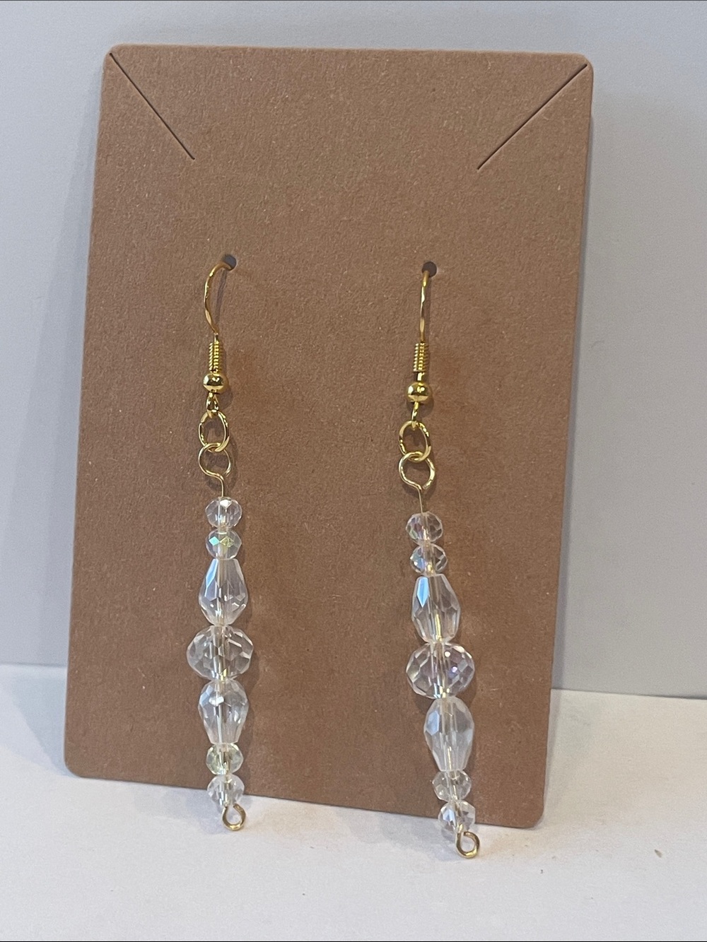 Crystal Drop Dangle Earrings - Gold Hooks